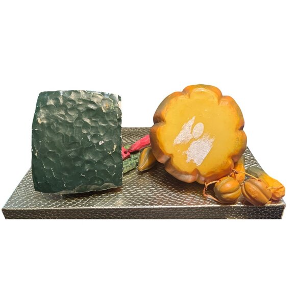 Vtg '80's Anthropomorphic Pumpkin Watermelon Resin Shelf Sitters - Picture 4 of 4